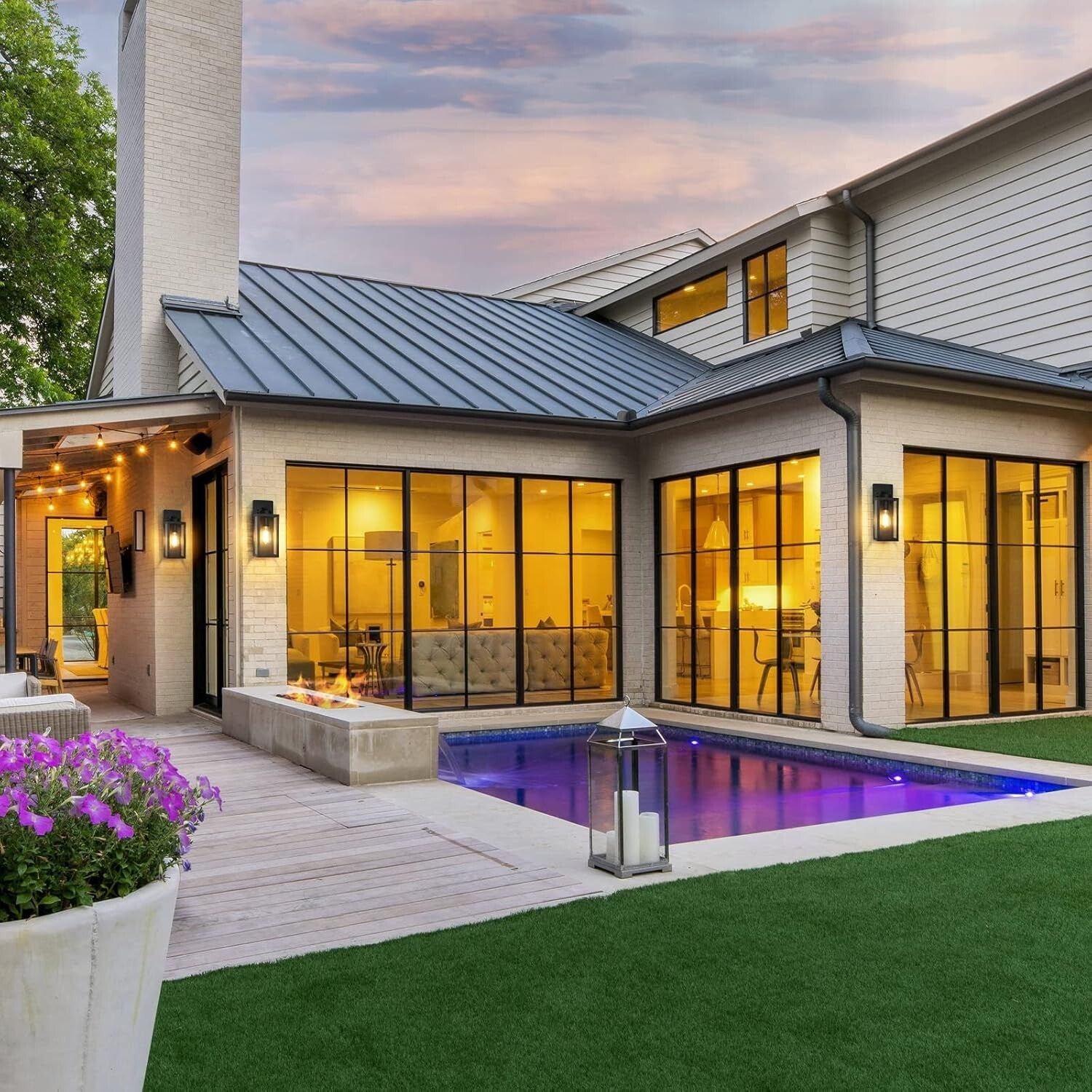 Elegant Outdoor Wall Light Fixtures with Glass Shades - Weather-Resistant 2-Pack