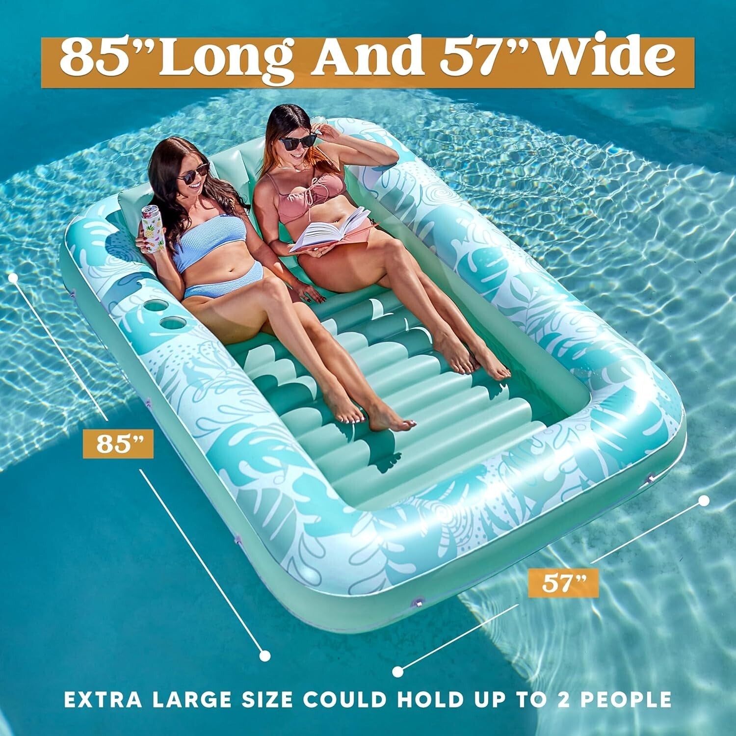 85" X 57" XL Inflatable Tanning Tub Raft Float - Perfect for Summer Relaxation
