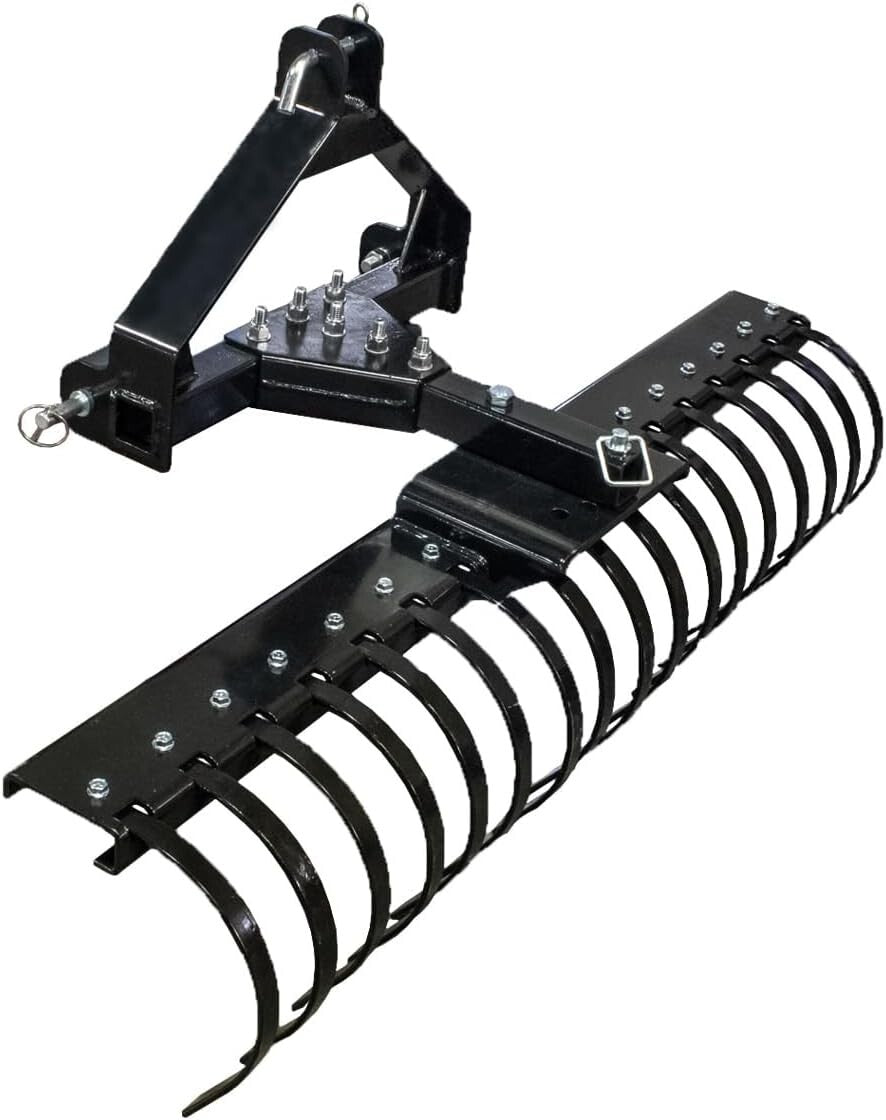Versatile 3-Point CAT-0 Rake with Adjustable Tines for Landscaping Professionals
