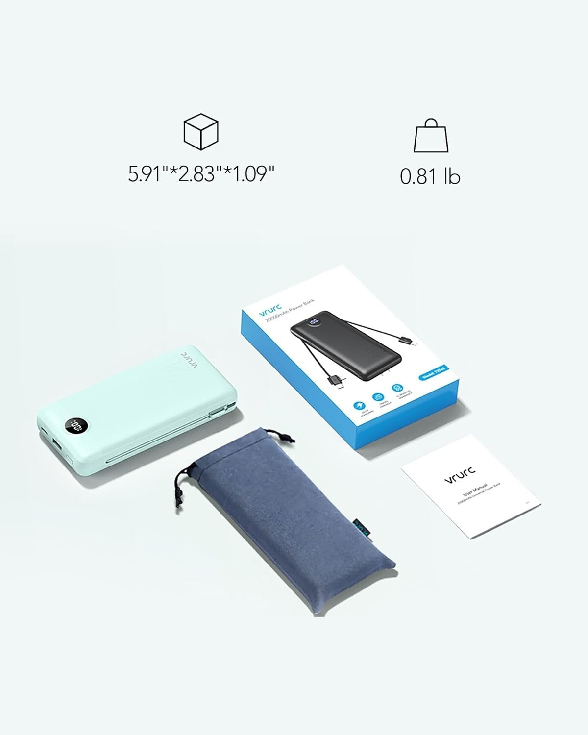 Green Travel Power Bank 20000mAh with Fast Charge & Smart Display for Devices