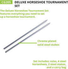 Load image into Gallery viewer, Classic Horseshoe Game Set: Four Steel Shoes and Stakes in Weather-Resistant Bag