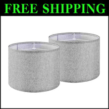Load image into Gallery viewer, Set of 2 Medium 13" Drum Lamp Shades - Traditional Gray Design for Home Decor
