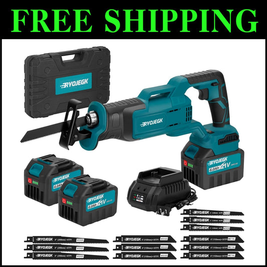 Lightweight 21V Brushless Reciprocating Saw - Cordless for Metal, Wood & PVC