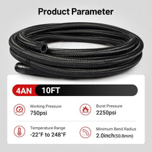Load image into Gallery viewer, 10FT High-Performance 4AN Fuel Hose Kit - CPE Synthetic Rubber Braided Design