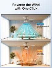 Load image into Gallery viewer, Whisper-Quiet 52-Inch Ceiling Fan &amp; LED Light with Timer - Remote Control 2 Pack