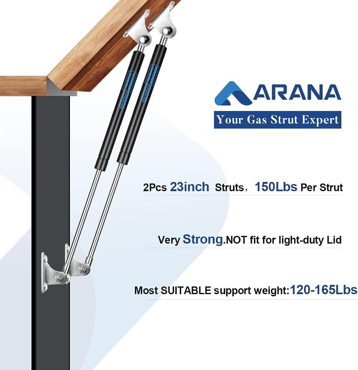 Effortless 150 LB Gas Strut Shock with Brackets for RV & Boat Hatch Installation