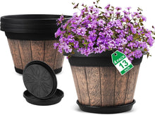 Load image into Gallery viewer, 13 Inch Large Resin Plant Containers - Set of 4 with Saucers for All Plants
