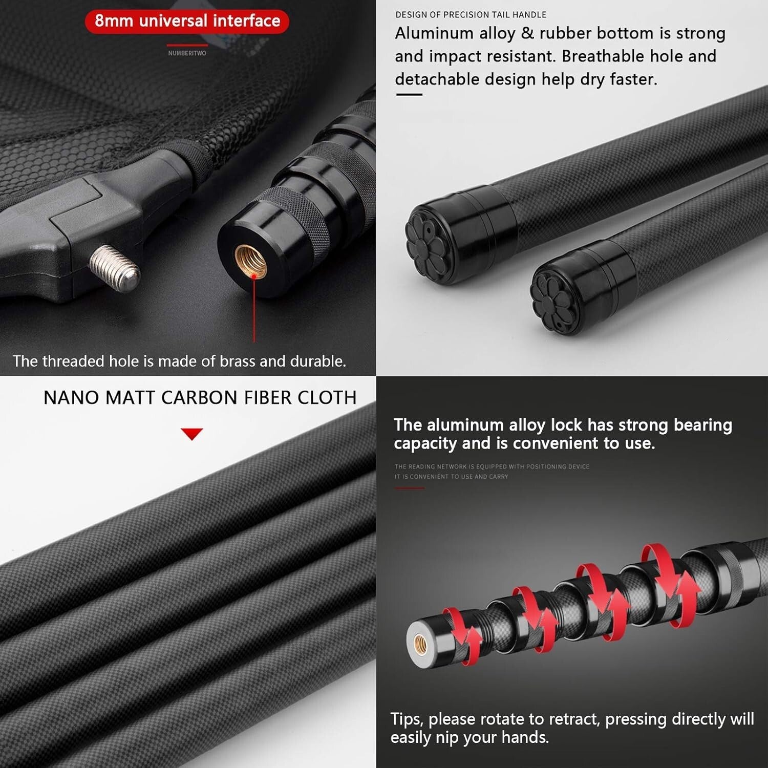 Premium Carbon Fiber Fishing Net with 20lb Capacity - Perfect for All Conditions