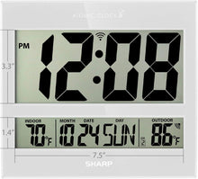 Load image into Gallery viewer, Battery Operated Atomic Clock - 3" LCD Display &amp; Wireless Temperature Sensor