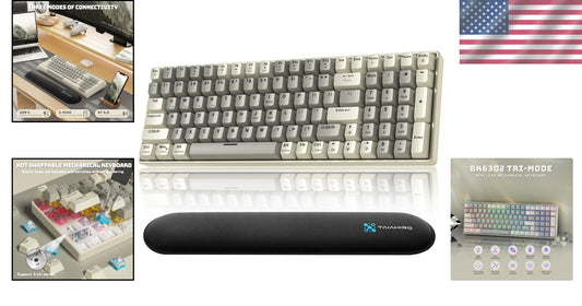 Ergonomic Hot-Swappable Wireless Gaming Keyboard - 3000mAh Battery, Rainbow LED
