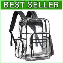 Load image into Gallery viewer, Lightweight Heavy Duty Transparent Backpack with Laptop Sleeve and Pockets