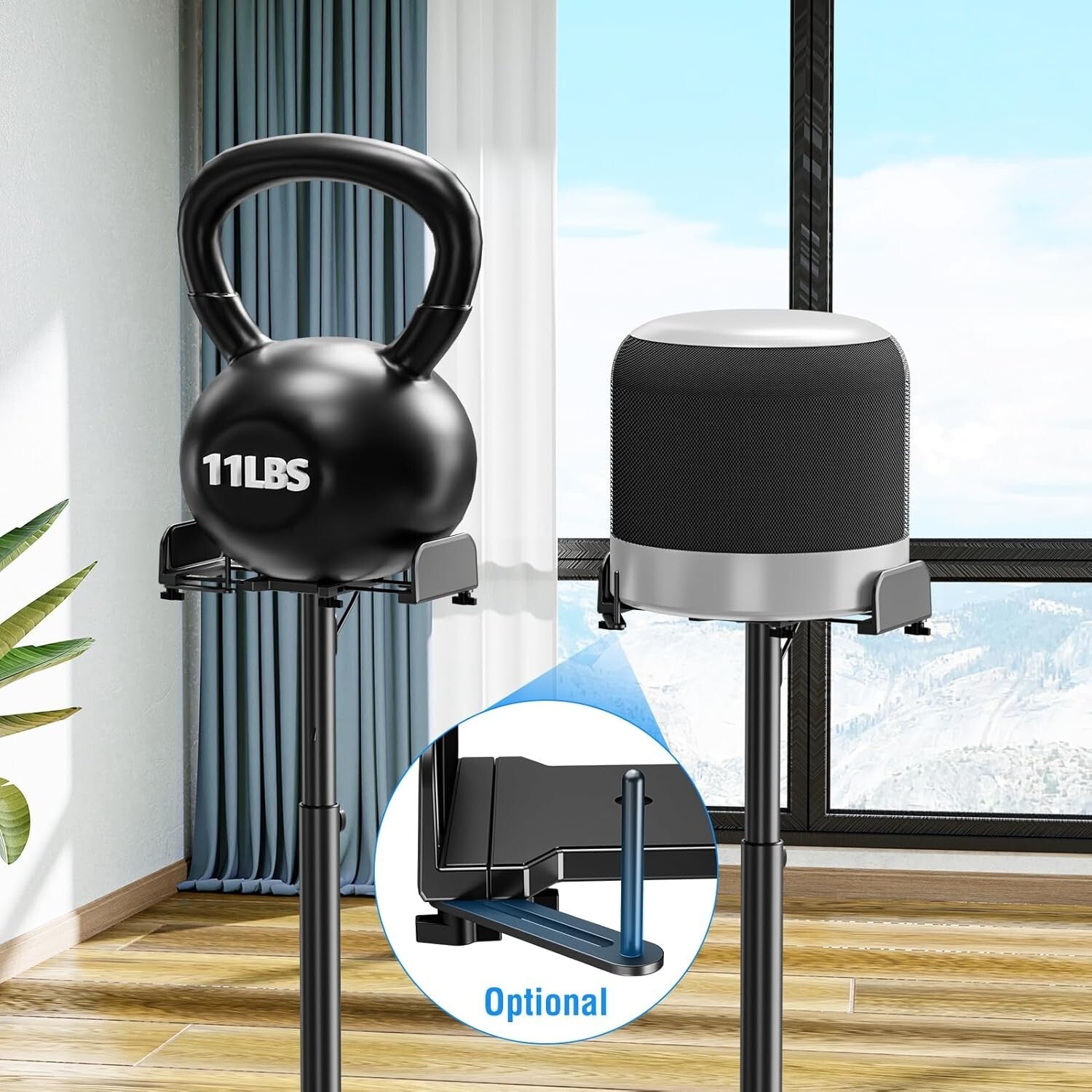 Sleek 34" to 43.3" Adjustable Speaker Stands with Concealed Cables – Alloy Steel