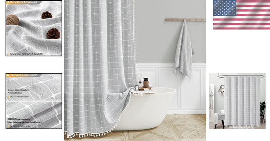 Elegant 84" x 72" Grey Shower Curtain Set - Waterproof & Wrinkle-Free Fabric