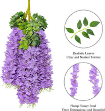 Load image into Gallery viewer, Artificial Wisteria Flower Garland - 24 Vibrant Vines for Indoor &amp; Outdoor Use