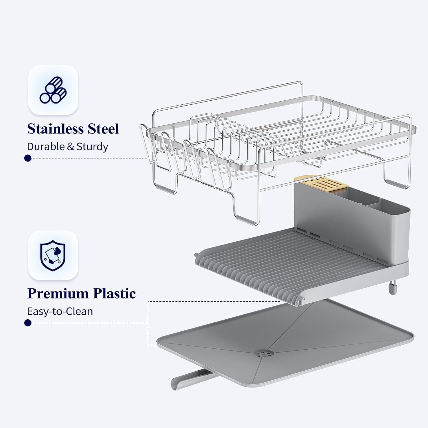 Large Extendable Dish Drying Rack - Rust-Resistant & Adjustable for Counter Use
