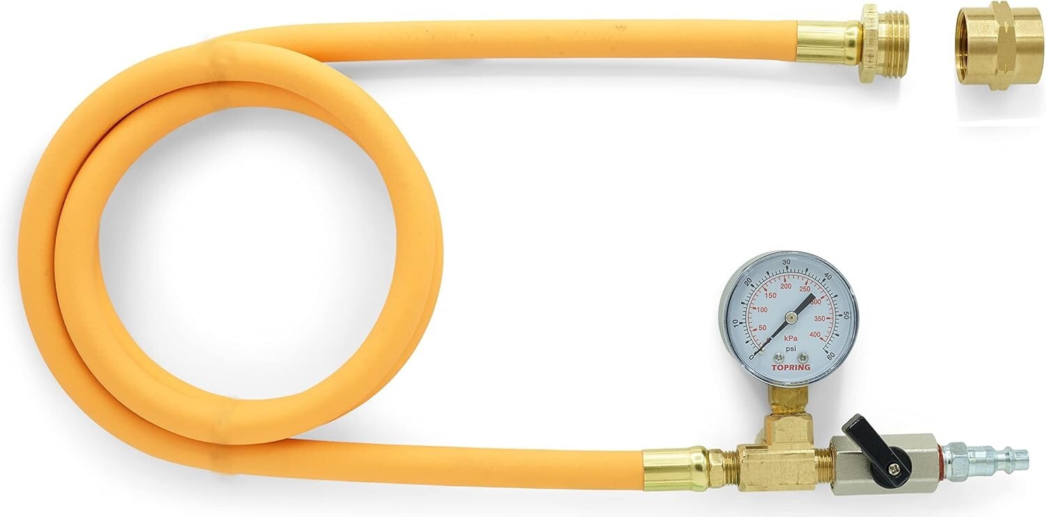 Compact Air Powered Water Blow Out Adapter with Gauge & Quick Connect Fittings