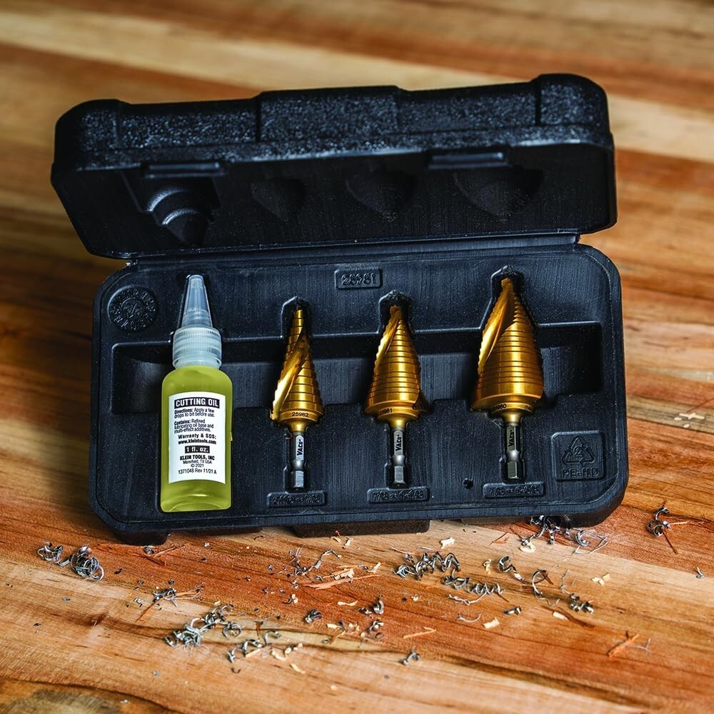 Efficient 3-Step Drill Bit Kit with Lubrication Oil for Optimal Performance