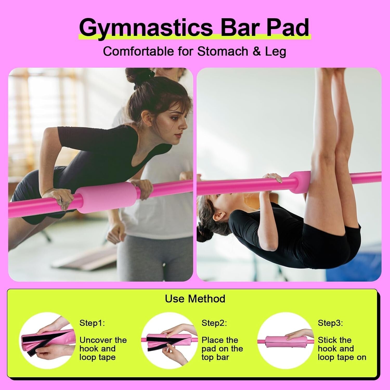 Foldable Kids Gymnastics Bar, Adjustable 35-51” with Safety Pad - Perfect Gift