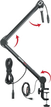 Load image into Gallery viewer, Heavy-Duty Podcast Microphone Stand with On-Air LED Light &amp; Removable XLR Cable
