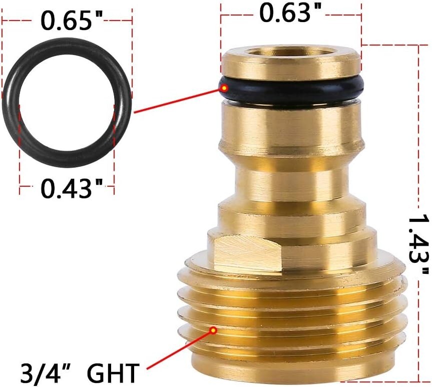 Durable Brass Quick Connect Garden Hose Fittings - Leak-Free 3/4 Inch GHT Set