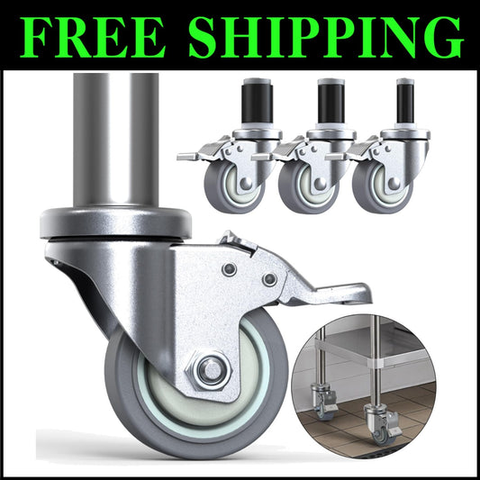 Heavy Duty Adjustable Caster Wheels 4-Pack - Locking Swivel Design for Stability