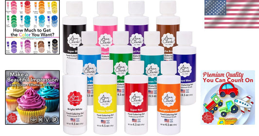 Allergen-Free 12-Color Gel Food Coloring - Chef’s Quality 4.5 oz Made in USA