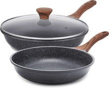 Load image into Gallery viewer, Induction Compatible Granite Nonstick Skillets - Chef's Frying Pan Set, 8" &amp; 11"