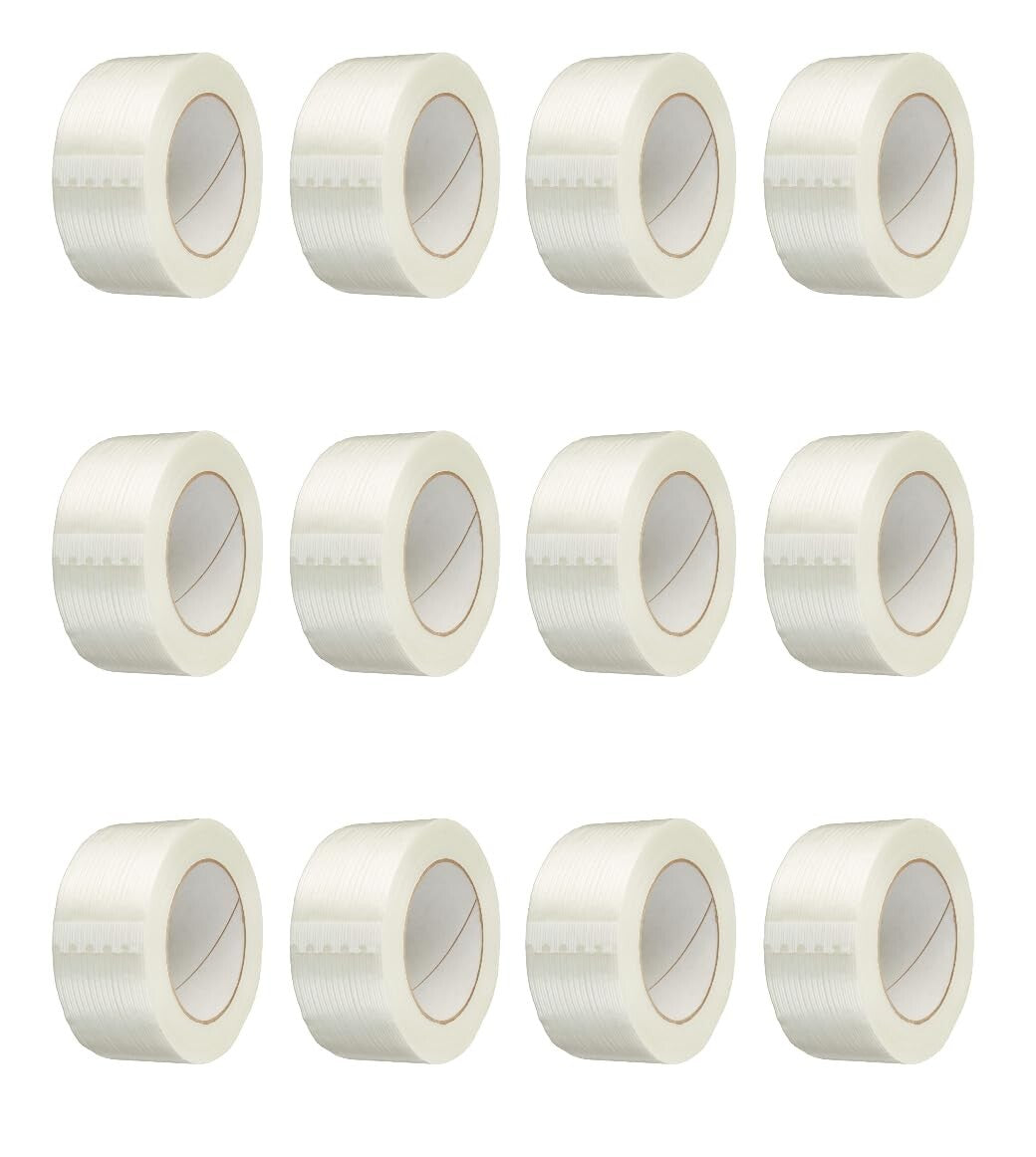 Extra Strong 60yds Fiberglass Reinforced Strapping Tape - 2in Wide, 12 Pack
