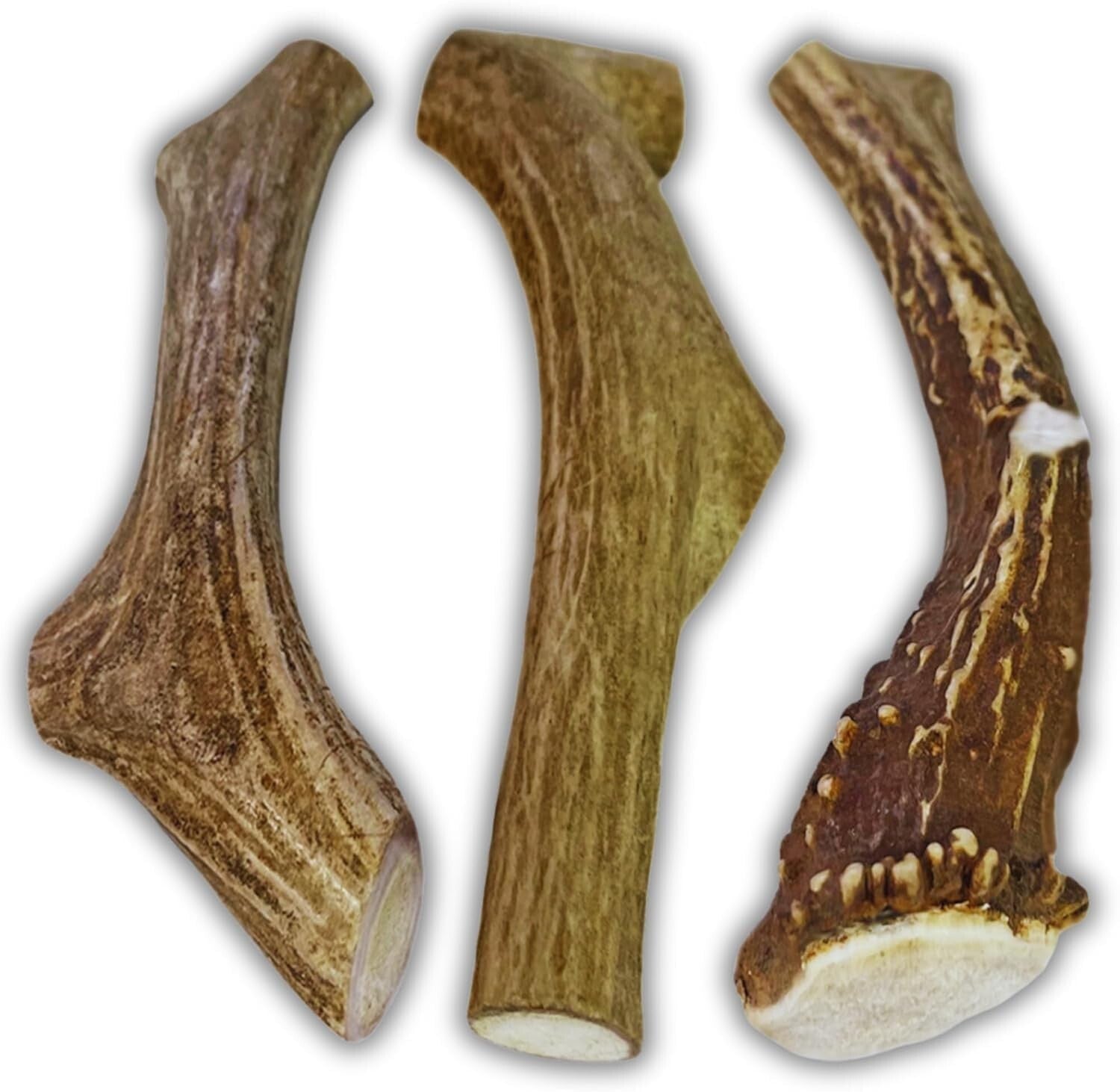 Odorless Antler Dog Chews Set - 3 Pack of Long-Lasting Chews for Large Breeds