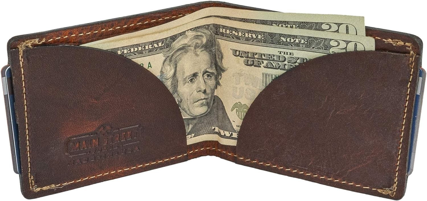 Slim Tobacco Brown Bifold Wallet for Men - Handmade Full Grain Leather Design