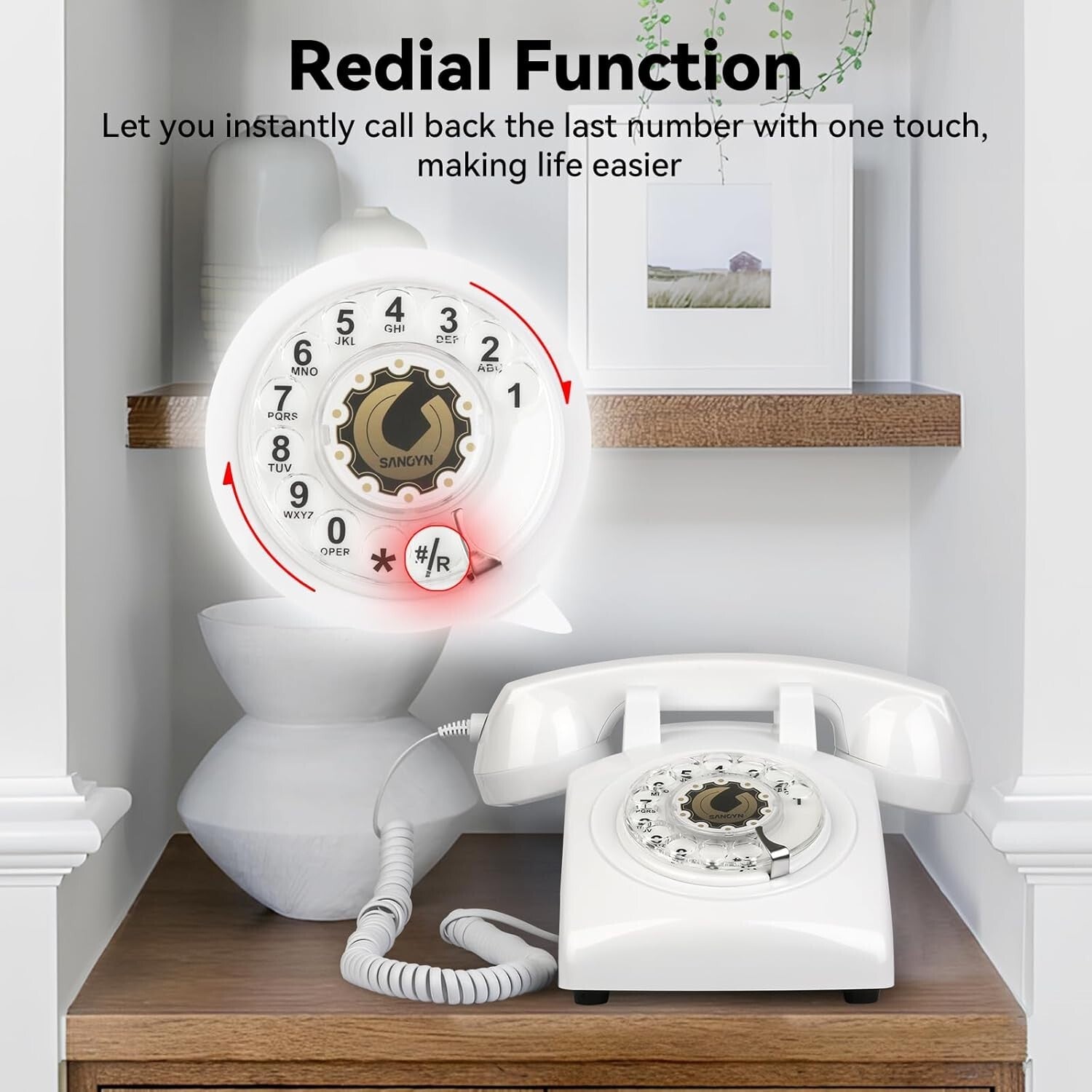 1960s Vintage Rotary Phone with Mechanical Ringer - Elegant White Design