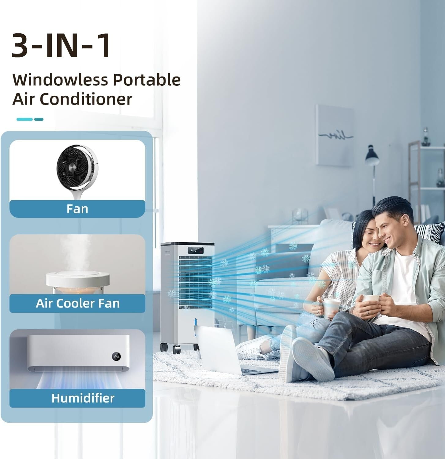 Adjustable Speed Evaporative Air Cooler - Remote Control & Touch Operation