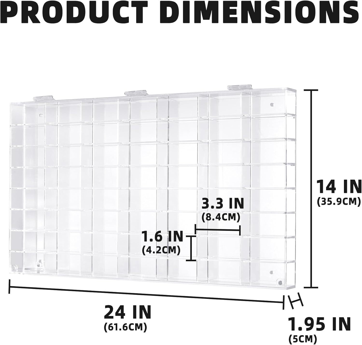 Clear Acrylic Wall-Mounted Cabinet with 56 Slots for 1/64 Scale Car Models
