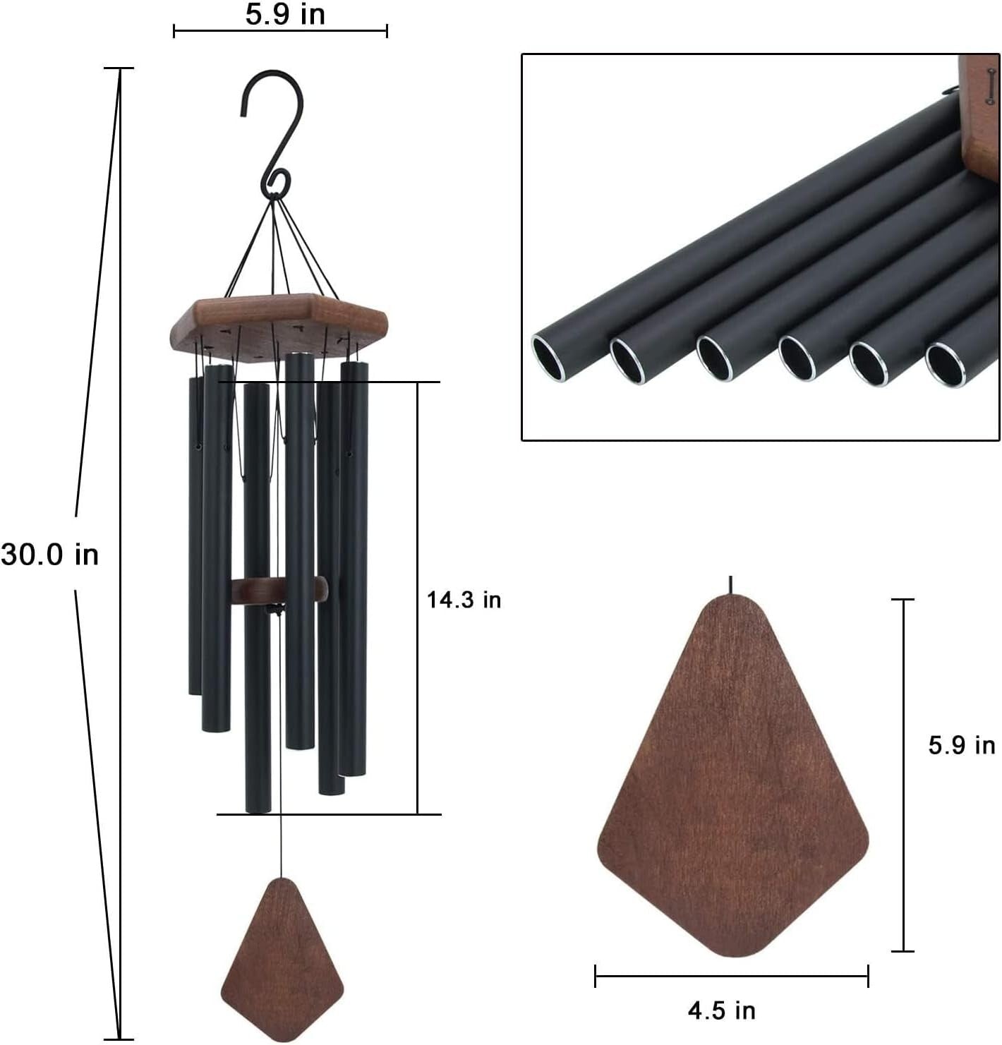 Elegant 30" Indoor/Outdoor Wind Chimes - Musical Home Decoration with Beech Wood