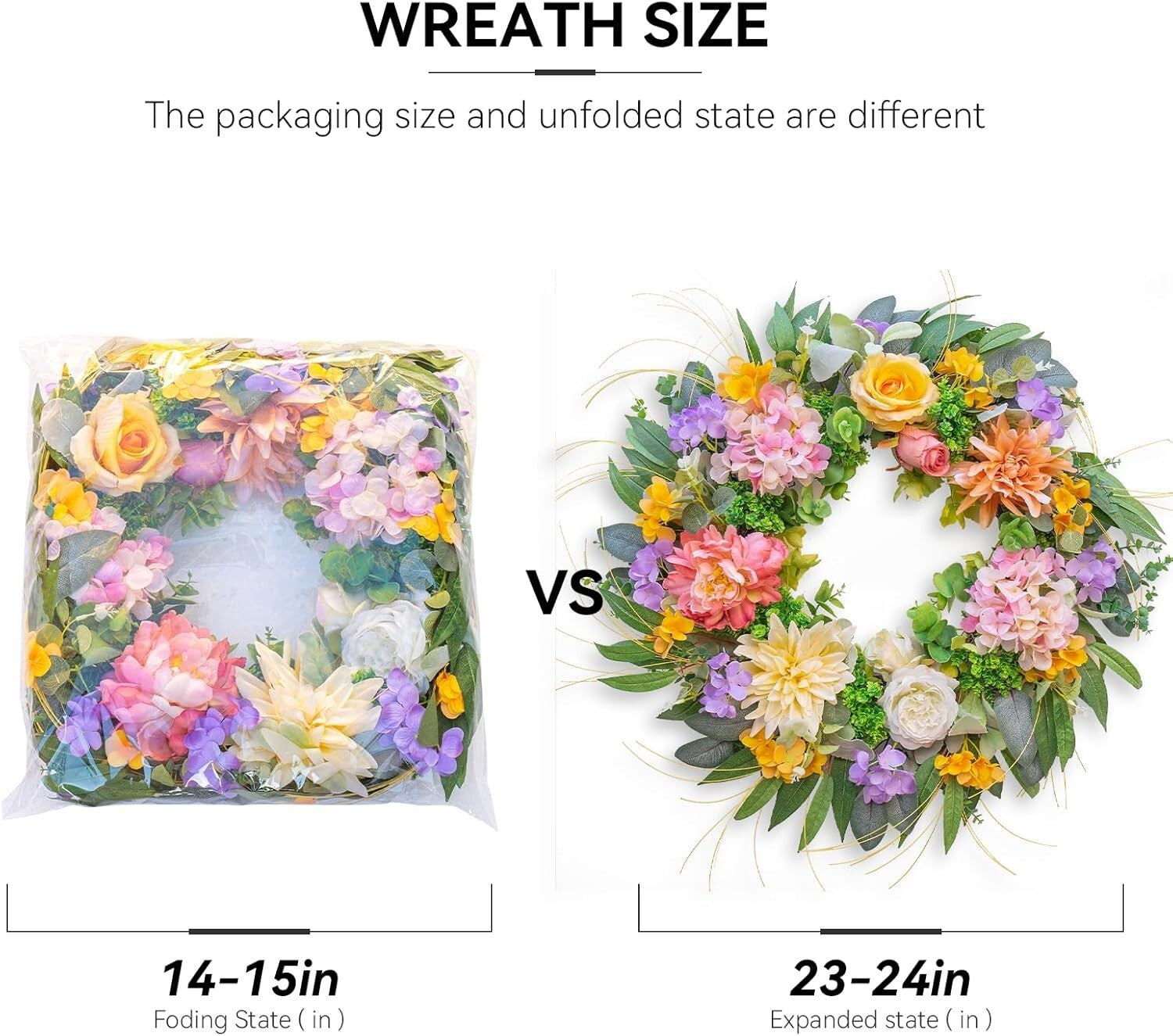 Charming 24" Round Hydrangea Wreath - Perfect for Home Porch or Window Display