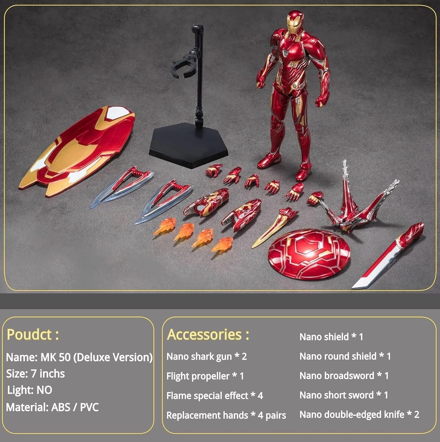 Ironman MK50 7-Inch Deluxe Figure - Multi-Joint Action & Eco-Friendly Design