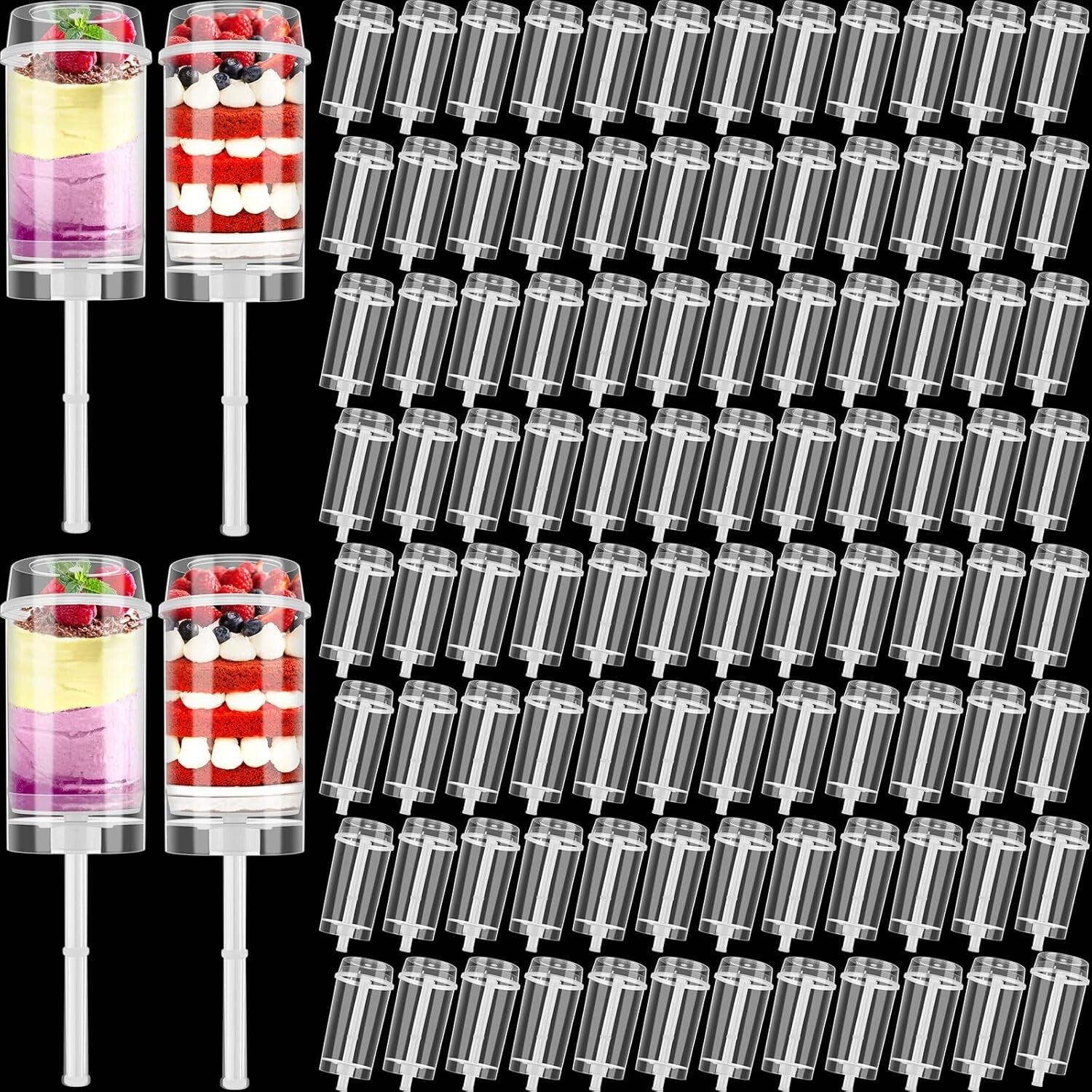 Elegant Push Pop Containers: 200-Pc Clear Dessert Shooter Kit for Parties