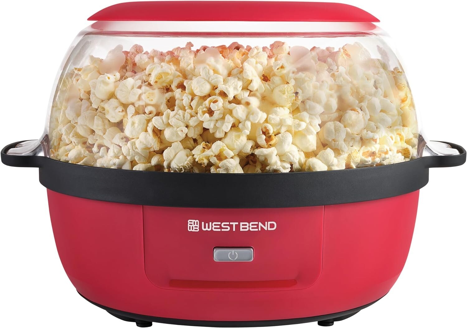 Electric 6-Quart Popcorn Maker with Dual-Purpose Cover & Motorized Stirring