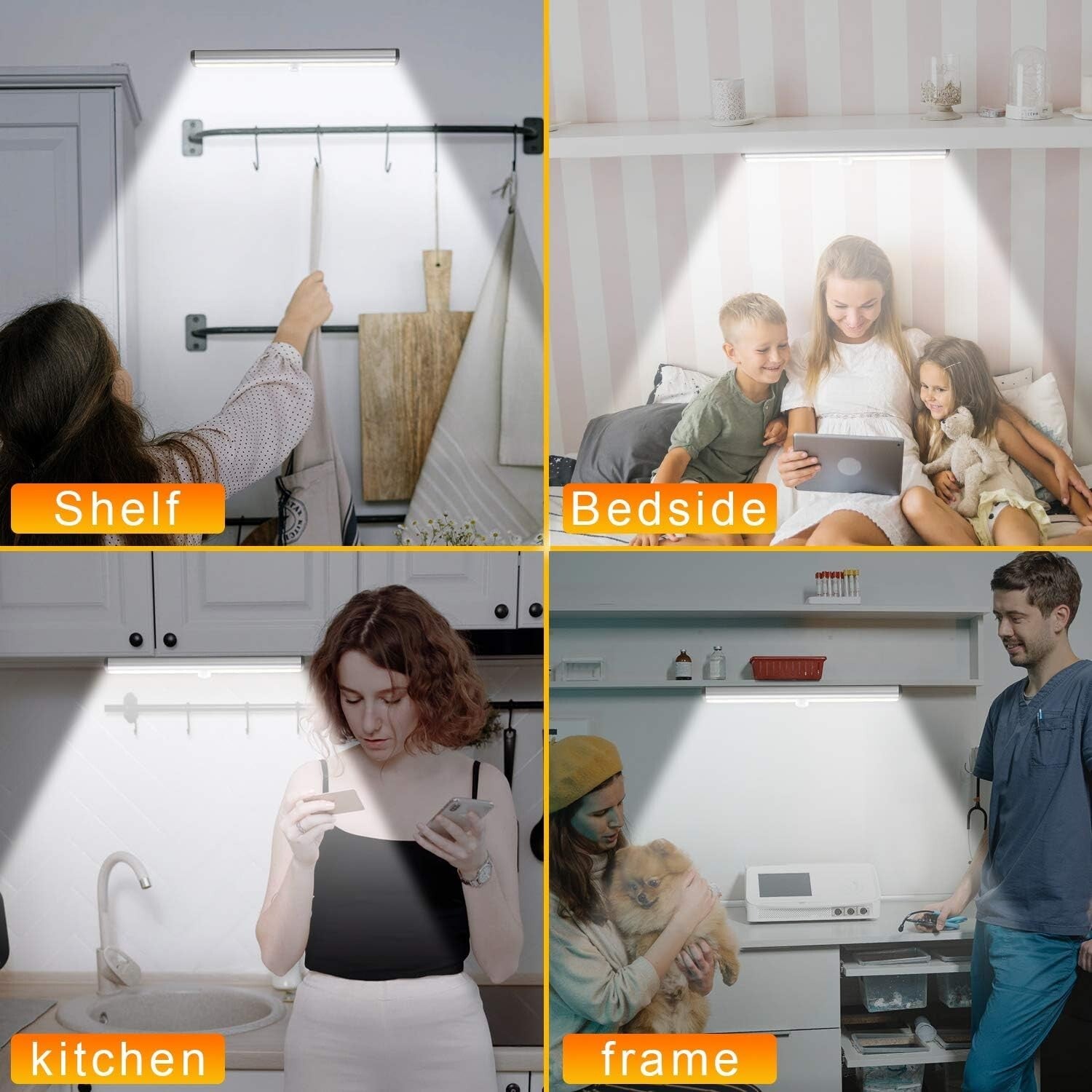 Rechargeable Under Counter Stick-On LED Lighting - 6 Pack with Timer Features