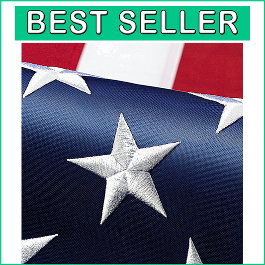 Outdoor American Flag 6 x 10 ft - Embroidered, Durable with Heavy Brass Grommets