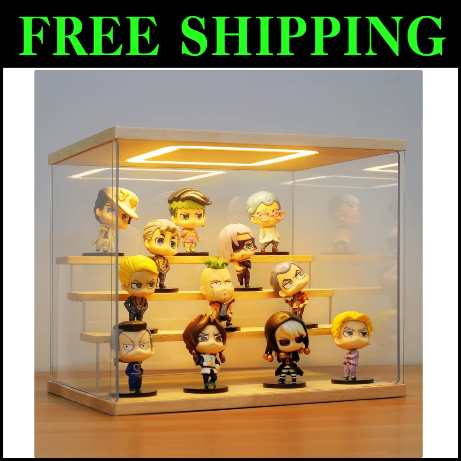 Dustproof 12.6 x 9.6 x 10.6 Acrylic Display Stand with 4 Tiers and Sliding Doors