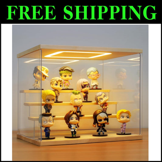 Dustproof 12.6 x 9.6 x 10.6 Acrylic Display Stand with 4 Tiers and Sliding Doors