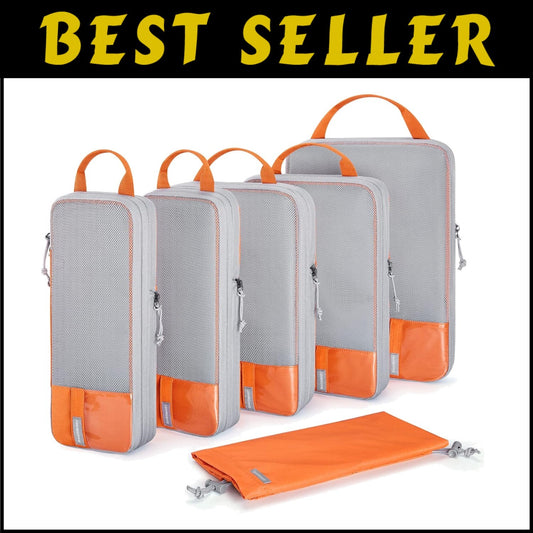 Set of 6 Lightweight Compression Packing Cubes - Space-Saving Travel Essentials