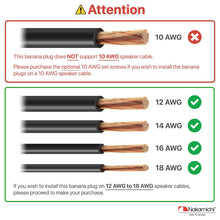 Load image into Gallery viewer, 24k Gold-Plated Speaker Banana Plugs - Secure Connections, 12-18 AWG, 16 Pcs