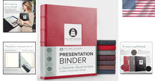 Load image into Gallery viewer, Camden Red Presentation Binder - 3 Ring with Clear Sleeves &amp; Hubbed Spine