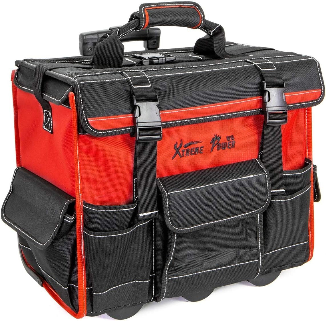 Durable 18" Rolling Tool Bag with 18 Compartments - Perfect for Professionals