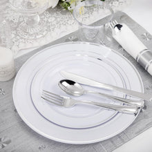 Load image into Gallery viewer, 210-Piece Elegant Silver Plastic Dinnerware Set for 30 Guests – Perfect for P...
