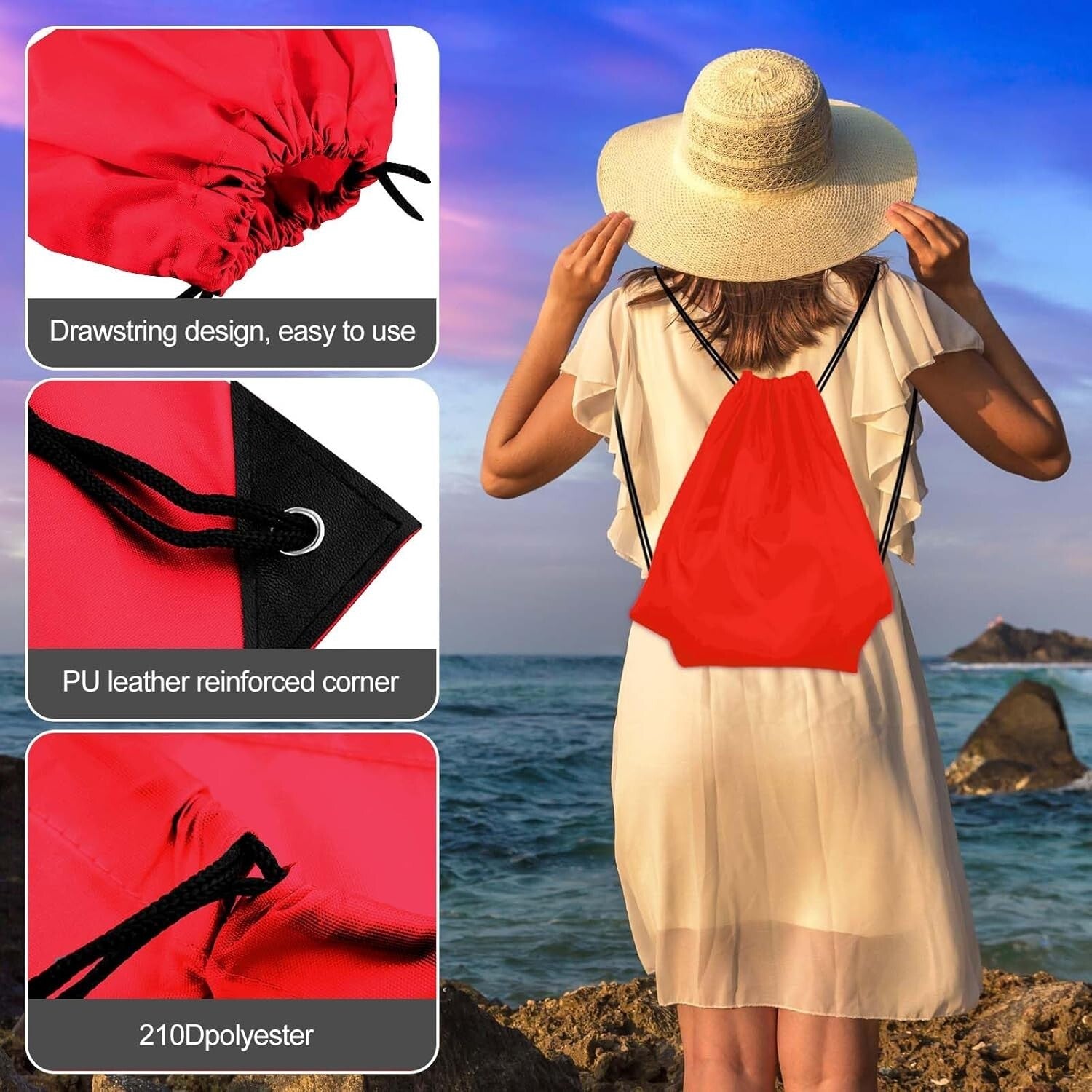 Bulk Red Drawstring Bags - 50 Durable Backpack Bags for Active Lifestyles