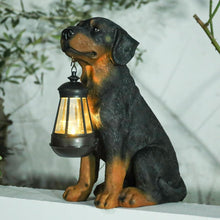 Load image into Gallery viewer, Charming Rottweiler Statue with Solar LED for All-Season Outdoor Decoration