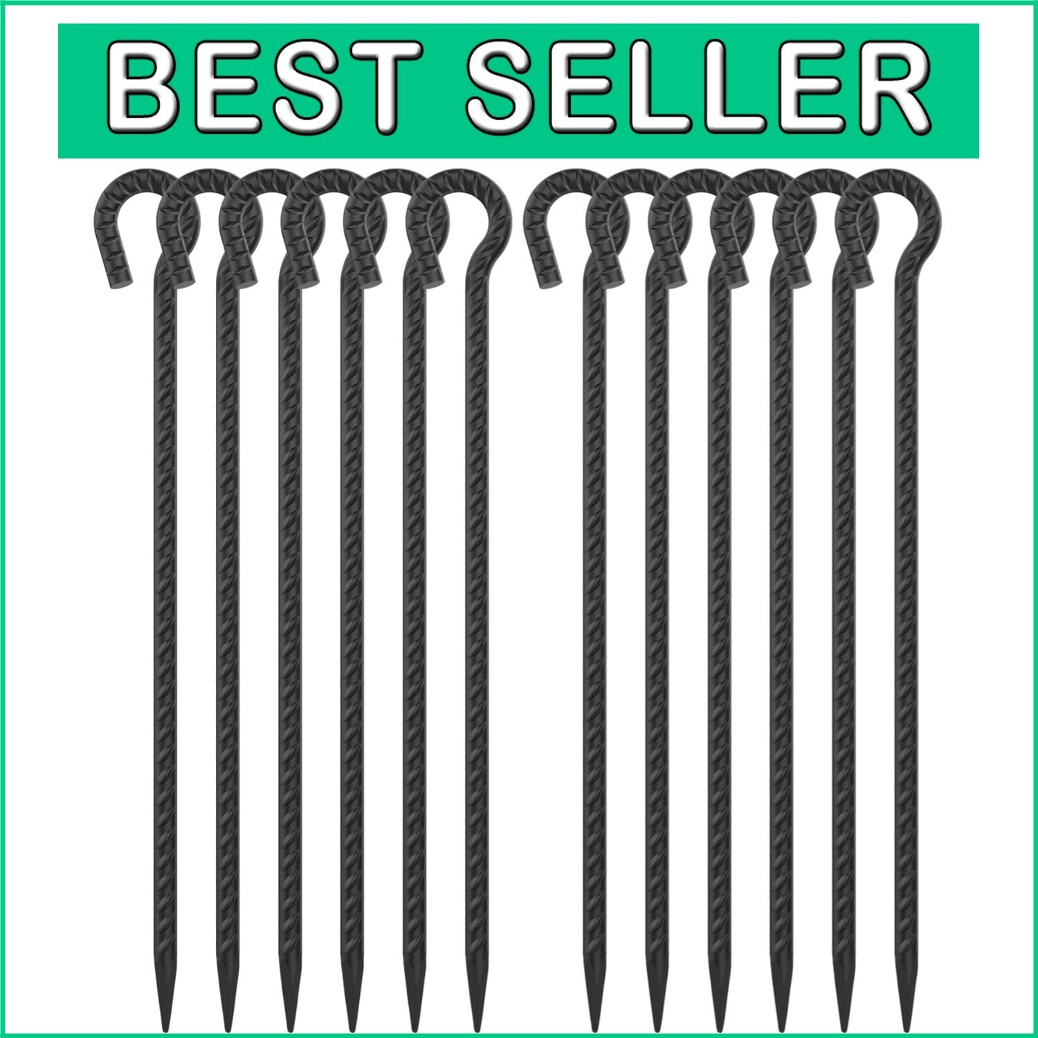 Durable 12 Pack of 18" Heavy Duty Rebar Stakes with Loop for Tents & Fences